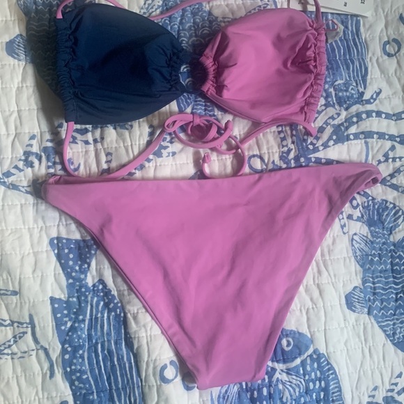 L*SPACE SET Freddie Bikini Top In Indigo Rosebud and Camacho bottom cla Rosebud - Picture 2 of 14